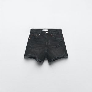 NWT Zara TRF HIGH RISE DENIM SHORTS - Black Size 6